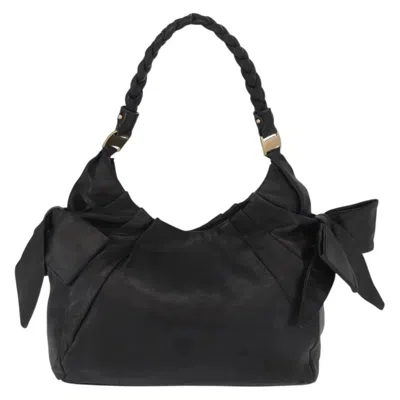Pre-owned Ferragamo Vintage Leather Leather Tote Bag Bag () In Black