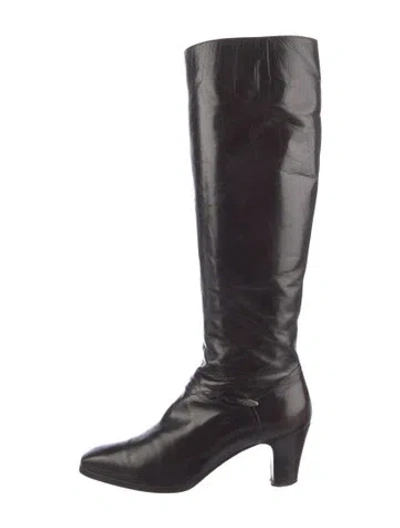 Pre-owned Ferragamo Vintage Leather Riding Boots In Brown
