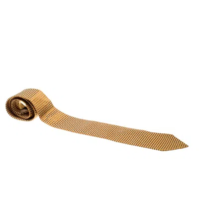 Ferragamo Vintage Mustard Textured Silk Jacquard Tie In Brown