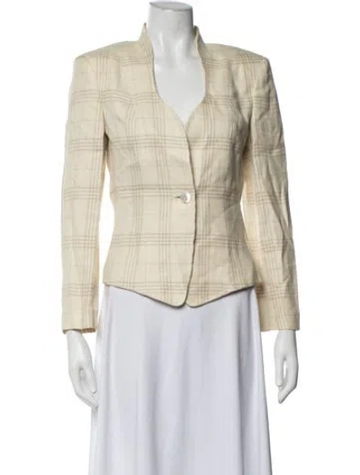 Pre-owned Ferragamo Vintage Plaid Print Blazer In Neutrals