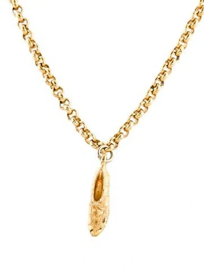 Pre-owned Ferragamo Vintage Shoe Pendant Necklace, 16" In Multi