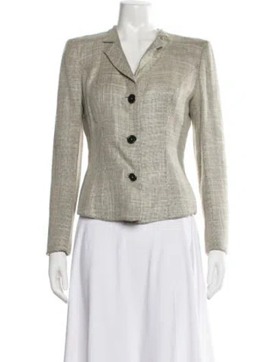 Pre-owned Ferragamo Vintage Silk Blazer In Neutral