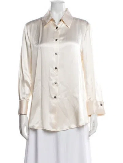 Pre-owned Ferragamo Vintage Silk Blouse In Neutrals