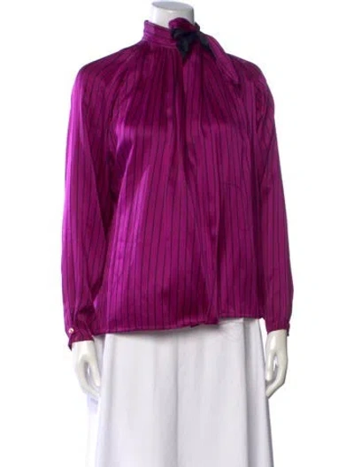 Pre-owned Ferragamo Vintage Silk Blouse In Purple