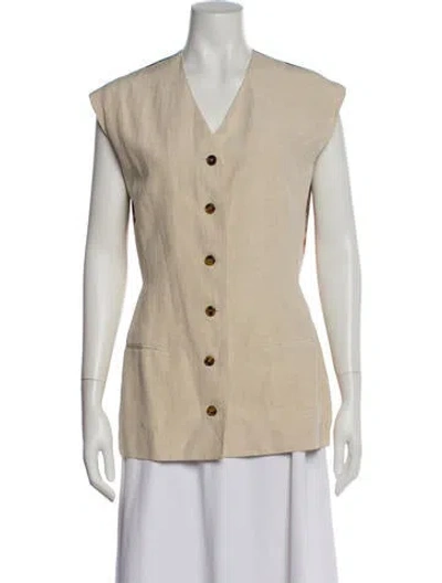 Pre-owned Ferragamo Vintage Silk Vest In Neutral