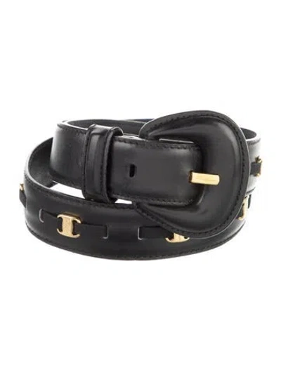 Pre-owned Ferragamo Vintage Skinny Belt In Black
