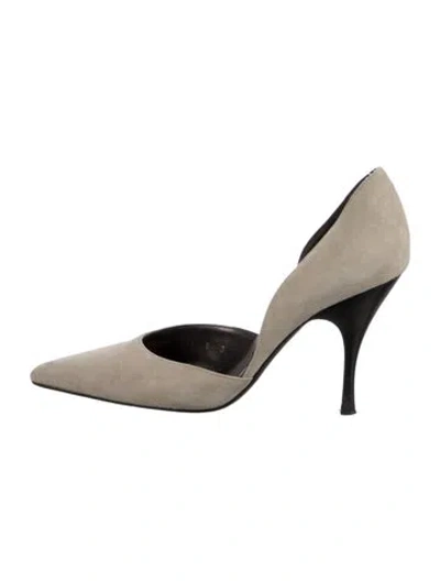 Pre-owned Ferragamo Vintage Suede D'orsay Pumps In Neutral