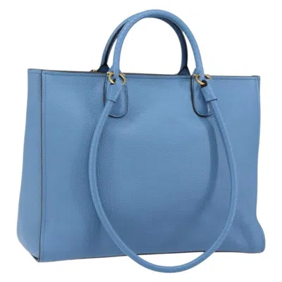 Pre-owned Ferragamo Vintage Tote Bag Leather Leather Tote Bag Bag () In Blue
