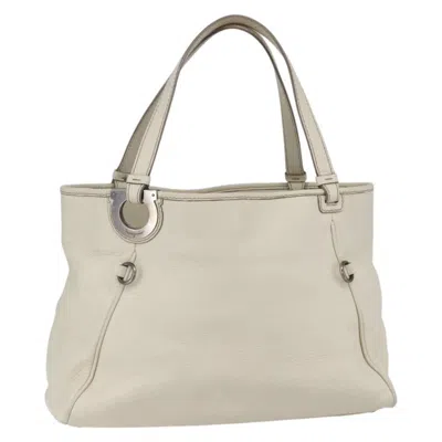 Pre-owned Ferragamo Vintage Tote Bag Leather Leather Tote Bag Bag () In White