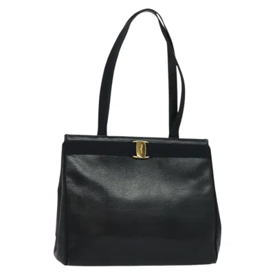 Pre-owned Ferragamo Vintage Vara Bow Tote Lizard Embossed Leather Leather Tote Bag Bag () In Blue