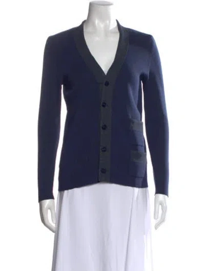 Pre-owned Ferragamo Vintage V-neck Sweater In Blue