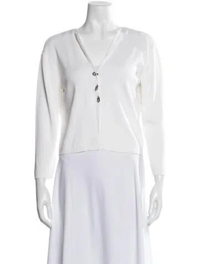 Pre-owned Ferragamo Vintage V-neck Sweater In Neutrals