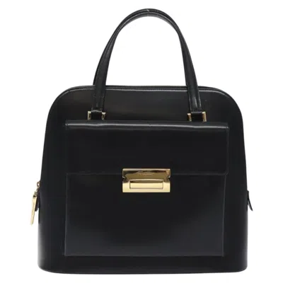 Pre-owned Ferragamo Vintage Zip Handbag Leather Leather Handbag () In Black