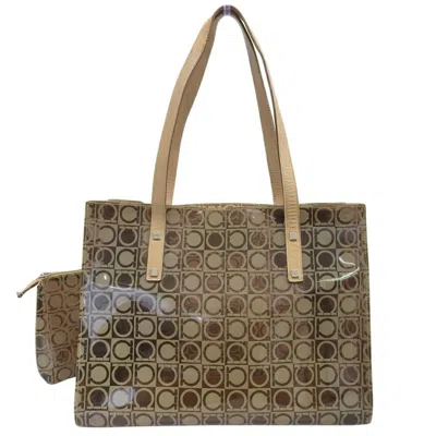 Pre-owned Ferragamo Vinyl Handbag Tote Bag () In Brown