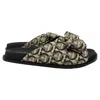 Ferragamo Virgil Gancio Jacquard Slide Sandals In Beige Canvas In Black