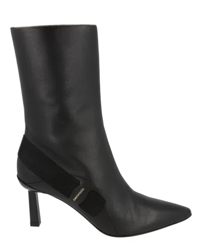 Ferragamo Virgilia Leather Booties In Black