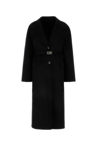 Ferragamo Virgin Wool And Cashmere Blend Coat In Black