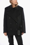 Ferragamo Virgin Wool And Cashmere Double Breasted Peacoat With Belt