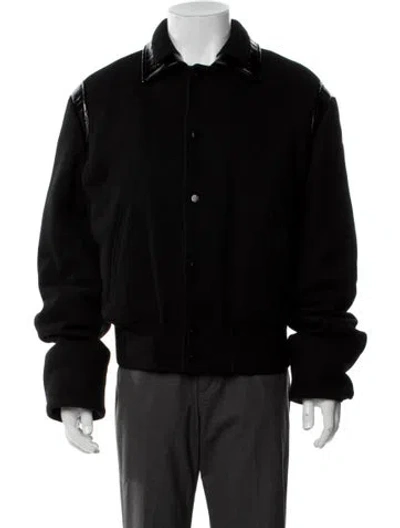 Pre-owned Ferragamo Virgin Wool Bomber Jacket W/ Tags In Black