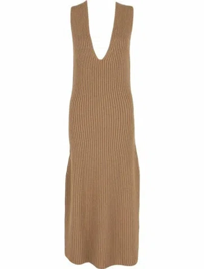 Pre-owned Ferragamo Virgin Wool Casual Dress W/ Tags In Brown