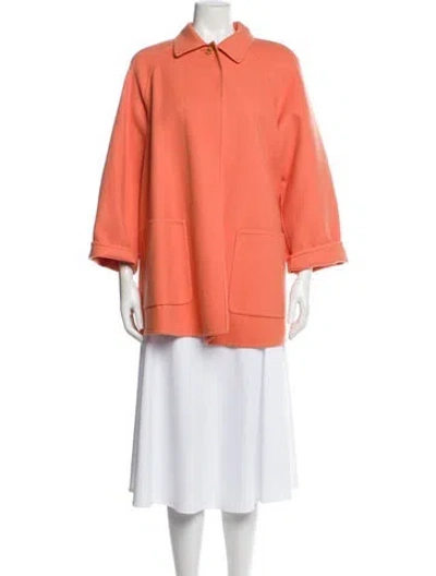 Pre-owned Ferragamo Virgin Wool Coat In Orange