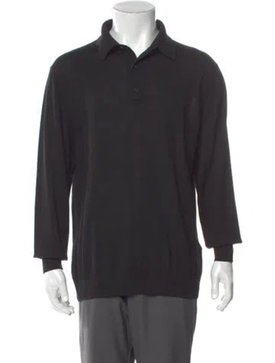 Pre-owned Ferragamo Virgin Wool Collar Polo Shirt In Gray