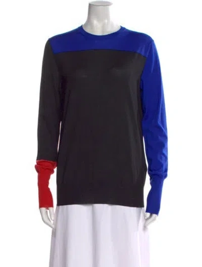 Pre-owned Ferragamo Virgin Wool Colorblock Pattern Sweater In Black