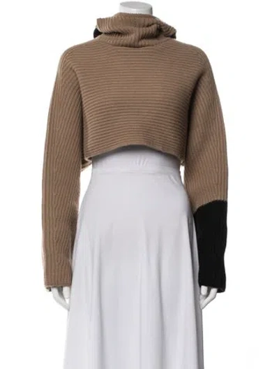 Pre-owned Ferragamo Virgin Wool Colorblock Pattern Sweater In Brown