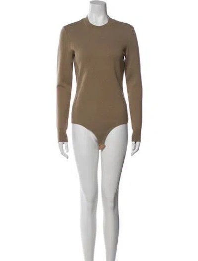 Pre-owned Ferragamo Virgin Wool Crew Neck Bodysuit In Neutral