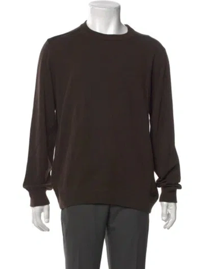 Pre-owned Ferragamo Virgin Wool Crew Neck Pullover In Brown