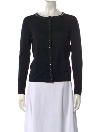 Pre-owned Ferragamo Virgin Wool Crew Neck Sweater In Black