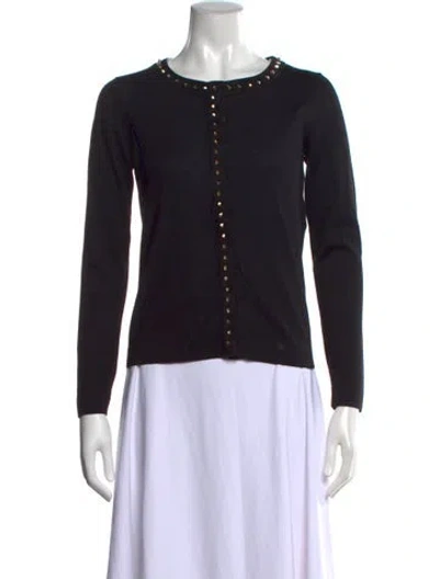 Pre-owned Ferragamo Virgin Wool Crew Neck Sweater In Black