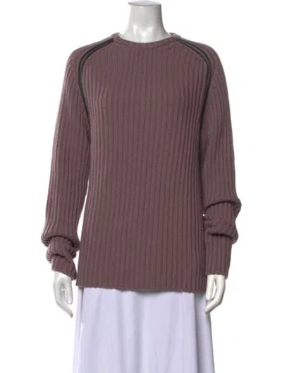 Pre-owned Ferragamo Virgin Wool Crew Neck Sweater In Purple