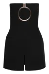 Ferragamo Pure Wool Mini Dress With Tulle Insert In Black