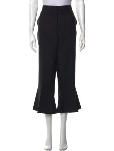Pre-owned Ferragamo Virgin Wool Flared Pants In Black