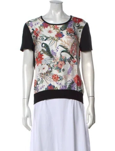 Pre-owned Ferragamo Virgin Wool Floral Print Top In Neutrals