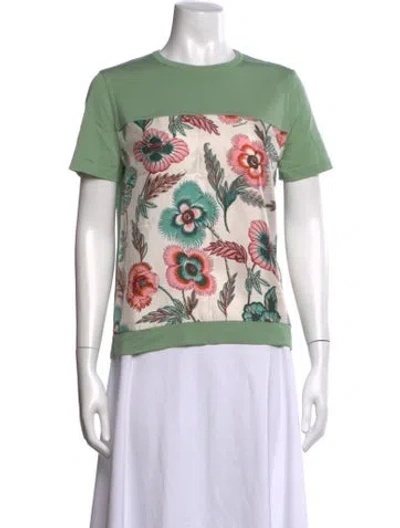 Pre-owned Ferragamo Virgin Wool Floral Print T-shirt In Neutrals
