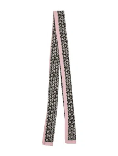 Pre-owned Ferragamo Virgin Wool Graphic Print Scarf In Black