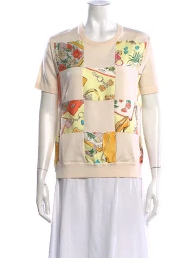 Pre-owned Ferragamo Virgin Wool Graphic Print Sweater In Neutral