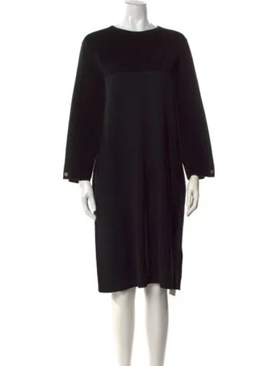 Pre-owned Ferragamo Virgin Wool Knee-length Dress W/ Tags In Black
