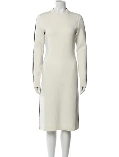 Pre-owned Ferragamo Virgin Wool Knee-length Dress In White