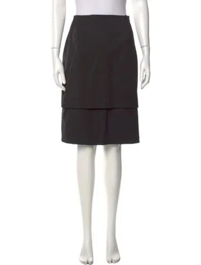 Pre-owned Ferragamo Virgin Wool Knee-length Skirt W/ Tags In Black