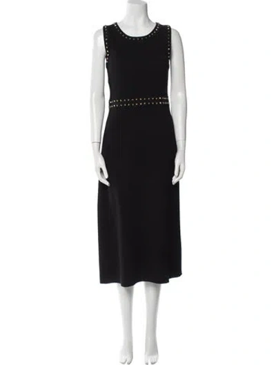Pre-owned Ferragamo Virgin Wool Long Dress In Black