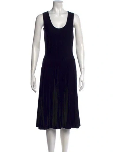 Pre-owned Ferragamo Virgin Wool Midi Length Dress In Black