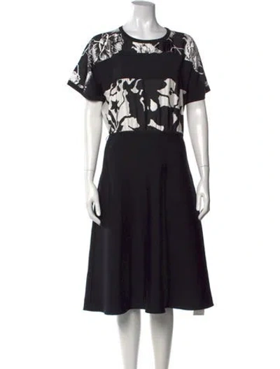 Pre-owned Ferragamo Virgin Wool Midi Length Dress In Black