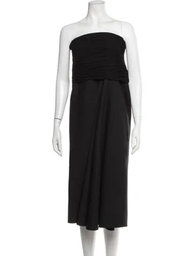 Pre-owned Ferragamo Virgin Wool Midi Length Dress In Black