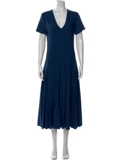Pre-owned Ferragamo Virgin Wool Midi Length Dress In Blue