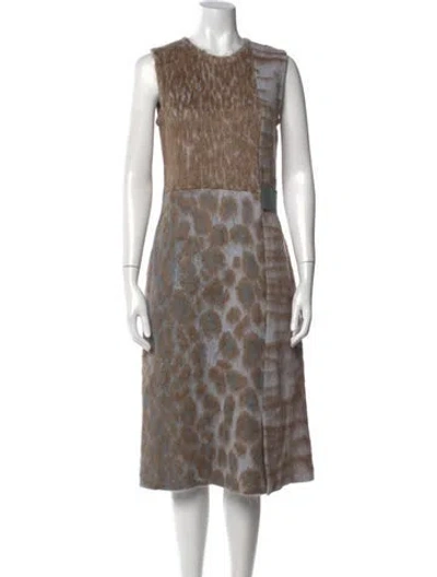 Pre-owned Ferragamo Virgin Wool Midi Length Dress In Blue