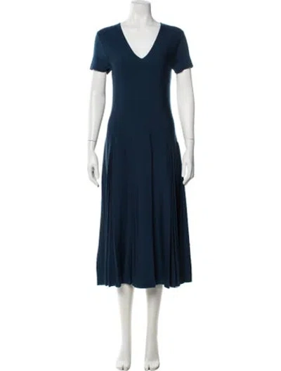 Pre-owned Ferragamo Virgin Wool Midi Length Dress In Blue