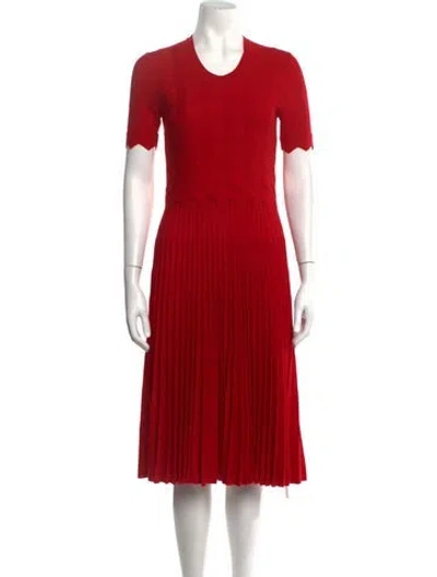 Pre-owned Ferragamo Virgin Wool Midi Length Dress In Red
